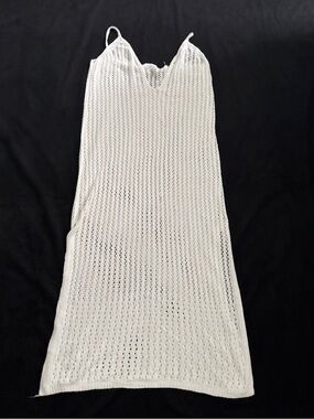 White Crochet Knit Slip Dress